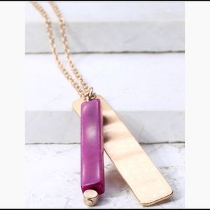 Natural purple stone bar necklace